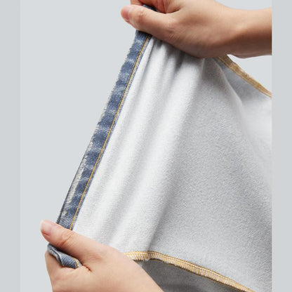 Halara Mid Rise Denim Print French Terry Casual Sweatpants Jeans with Pockets